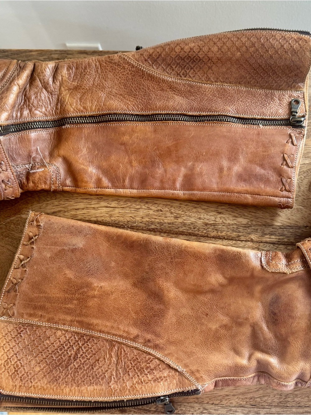 Bed Stu Cobbler Tan Leather Riding Boots with Buckle Detail - Picture 7 of 9